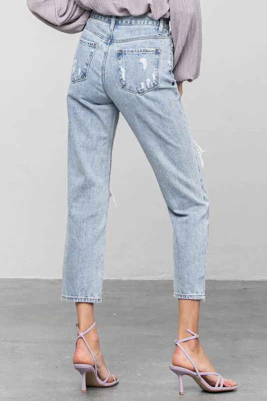 Veronica High Rise Ripped Girlfriend Jeans