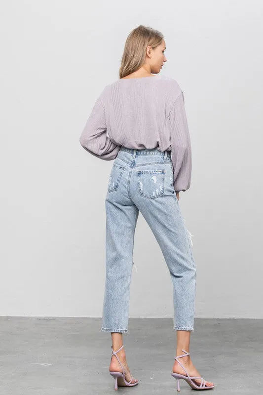 Veronica High Rise Ripped Girlfriend Jeans