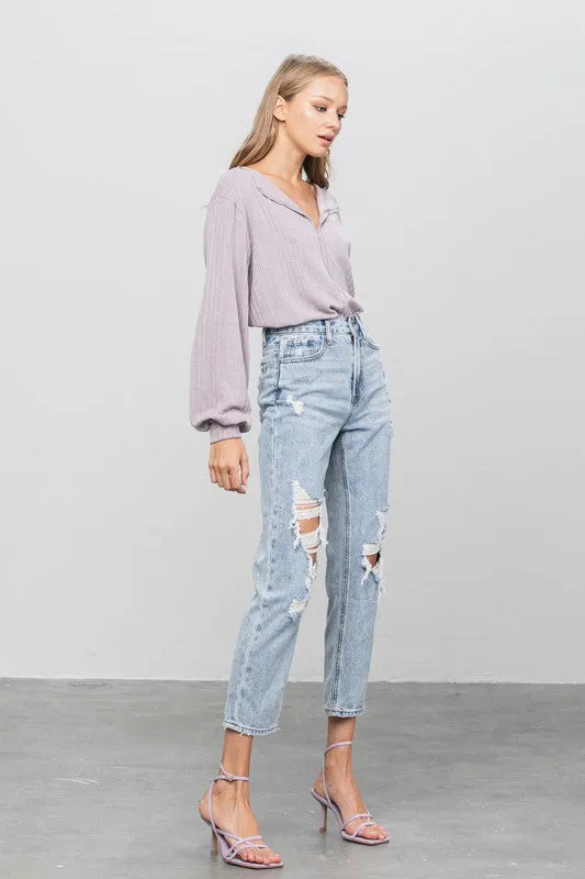 Veronica High Rise Ripped Girlfriend Jeans