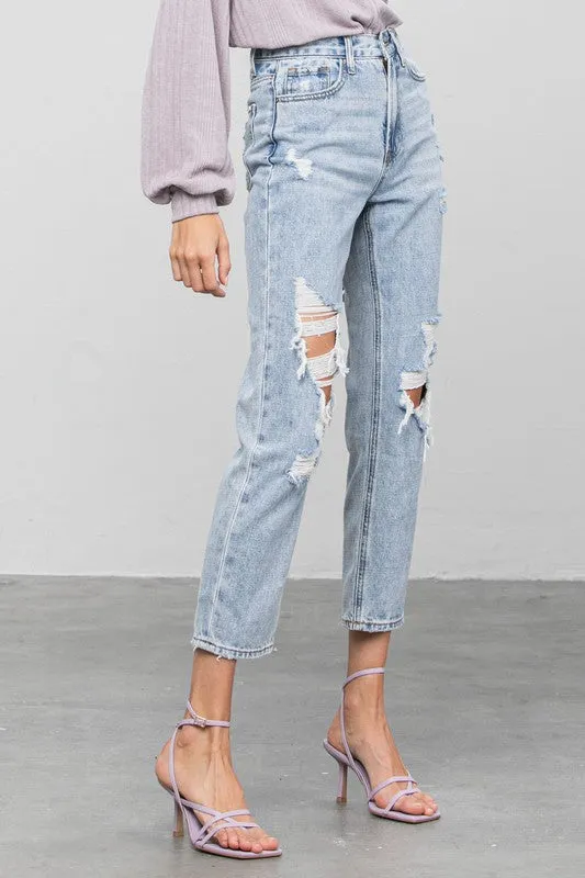 Veronica High Rise Ripped Girlfriend Jeans