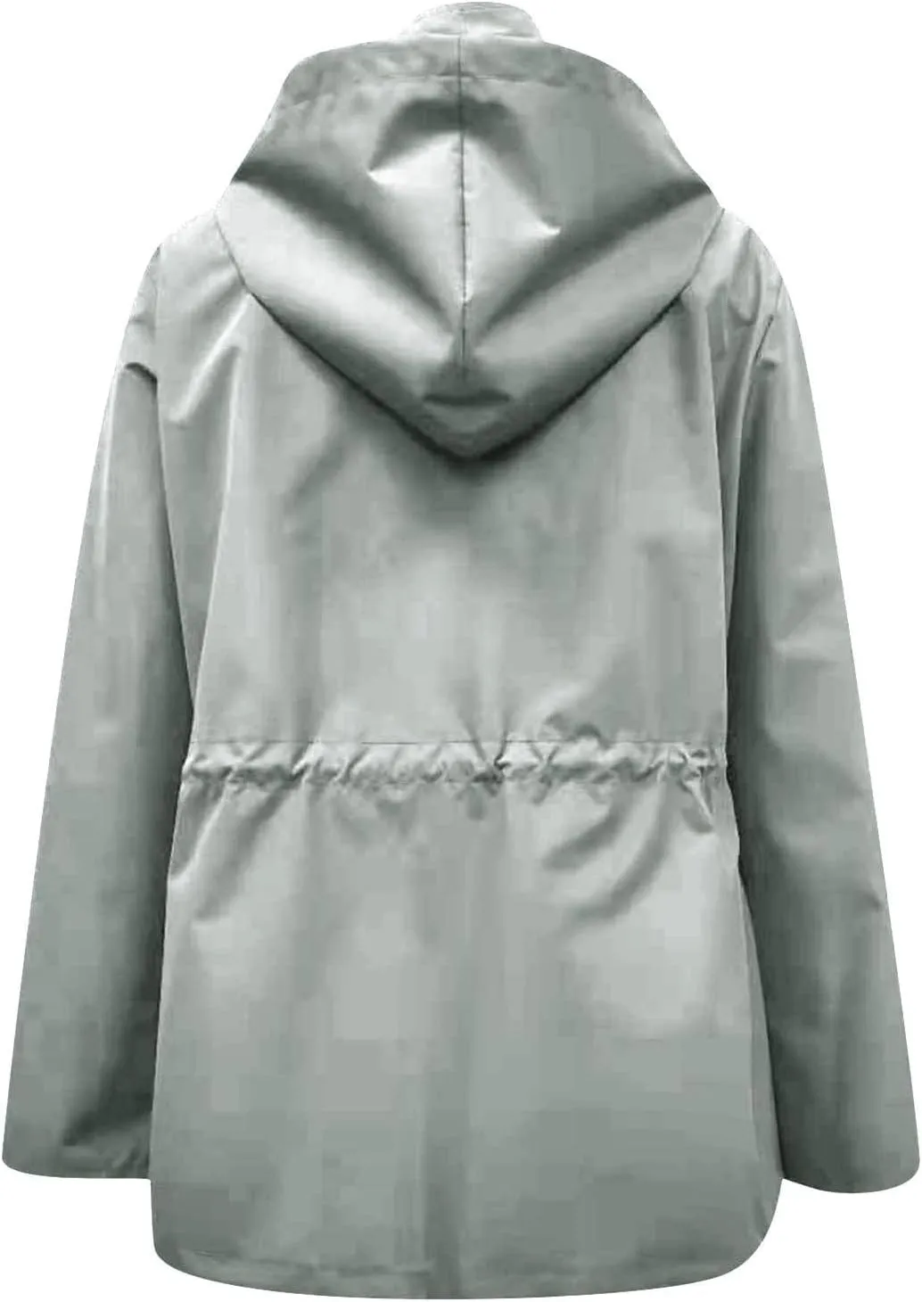 Windproof Jacket for Women Long Sleeve Raincoat Full Zip Up Hooded Plain Windbreaker with Pocket Zipper Ligh Weight Autumn