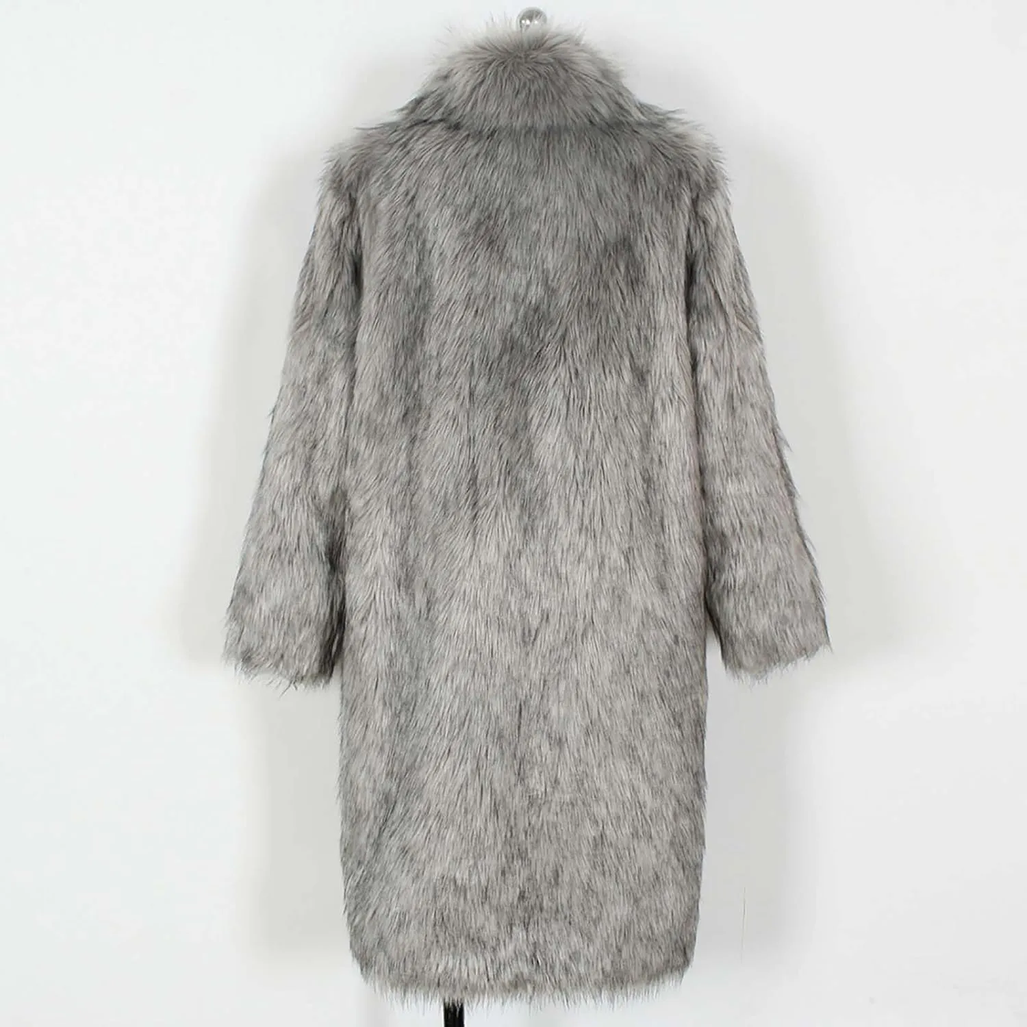 Women Winter Coat Faux Fur Full Length Warm Fuzzy Lapel Parka Jacket Thick Plus Size Sherpa Outerwear