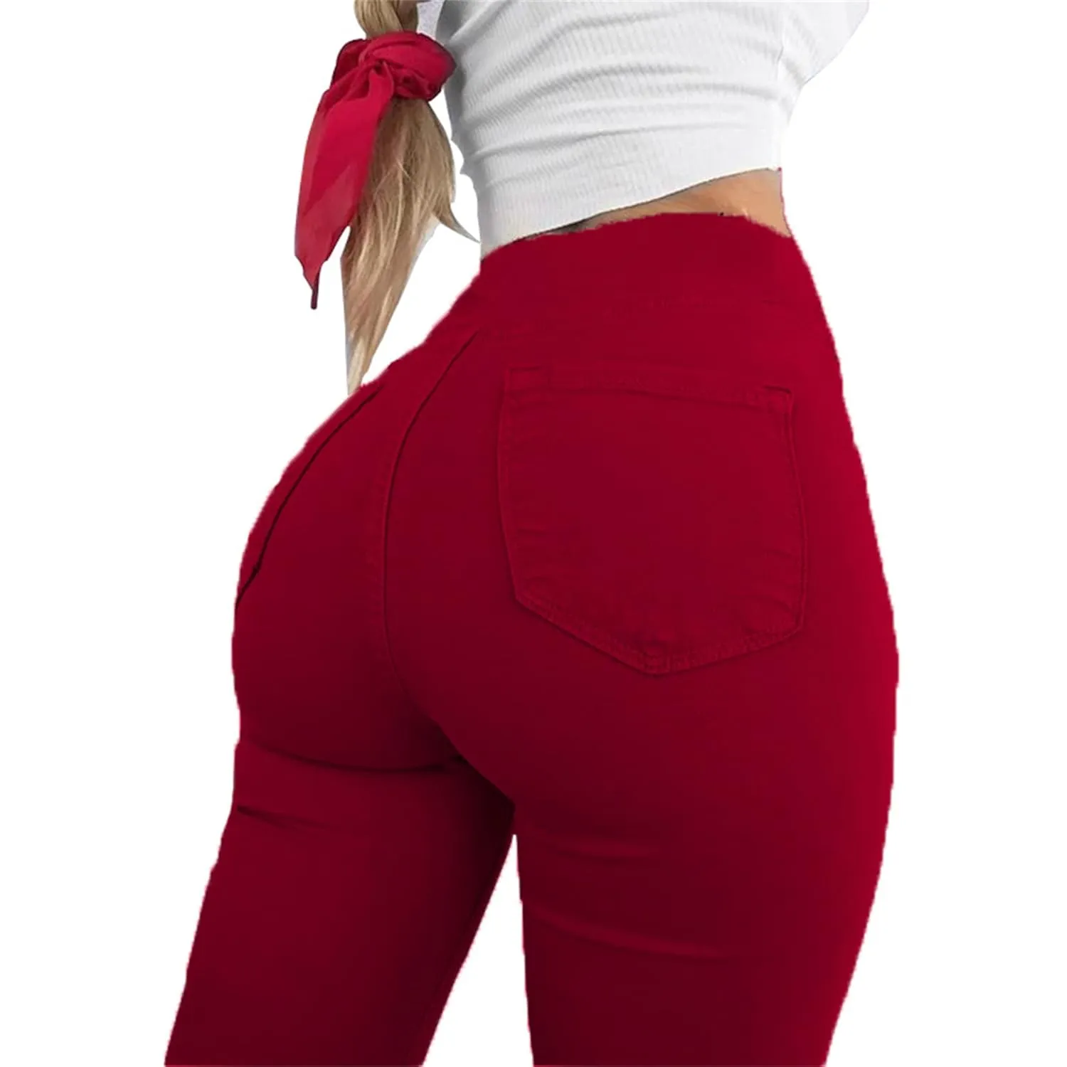 Women's Butt Lifting Jegging Jeans High Waist Stretch Skinny Pencil Jeans Slim Fit Comfy Tapered Denim Pants Trousers (2X-Large,Claret)
