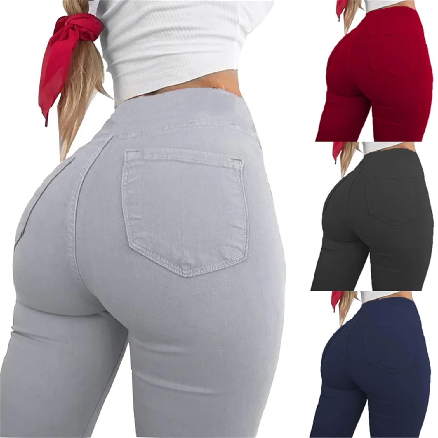 Women's Butt Lifting Jegging Jeans High Waist Stretch Skinny Pencil Jeans Slim Fit Comfy Tapered Denim Pants Trousers (2X-Large,Claret)