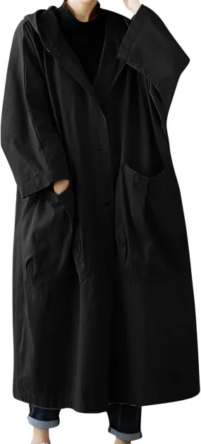 Womens Double Breasted Trench Coat Pocket Cardigan Button Top Sweater Knit Hooded Coat Slim Outerwear Coats Trench