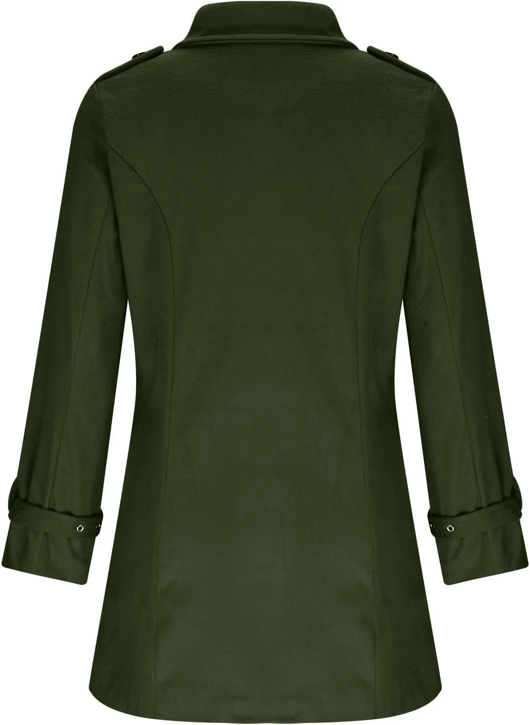 Womens Trench Coat Winter Fashion Double Breasted Wool Coat Elegant Collared Wool Blend Trench Pea Coats