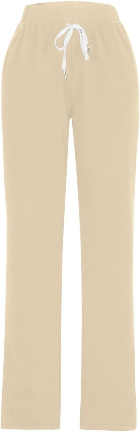Women's Warm Sherpa Lined Athletic Sweatpants Jogger Fleece Pants Baggy Elastic Waist Push Sweat Pants with Pockets
