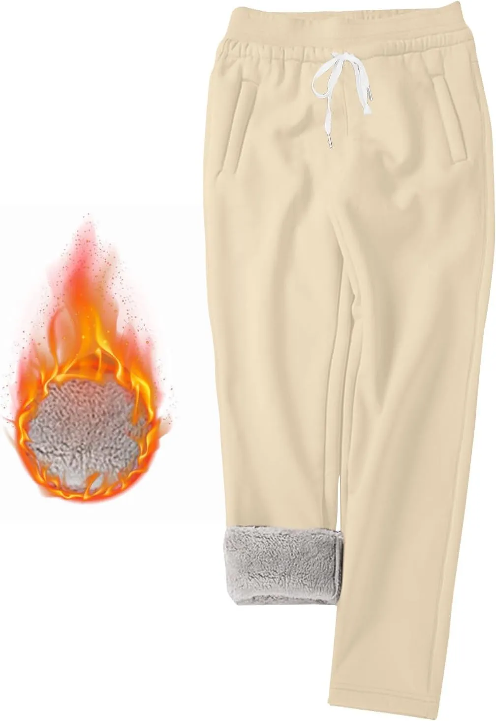 Women's Warm Sherpa Lined Athletic Sweatpants Jogger Fleece Pants Baggy Elastic Waist Push Sweat Pants with Pockets
