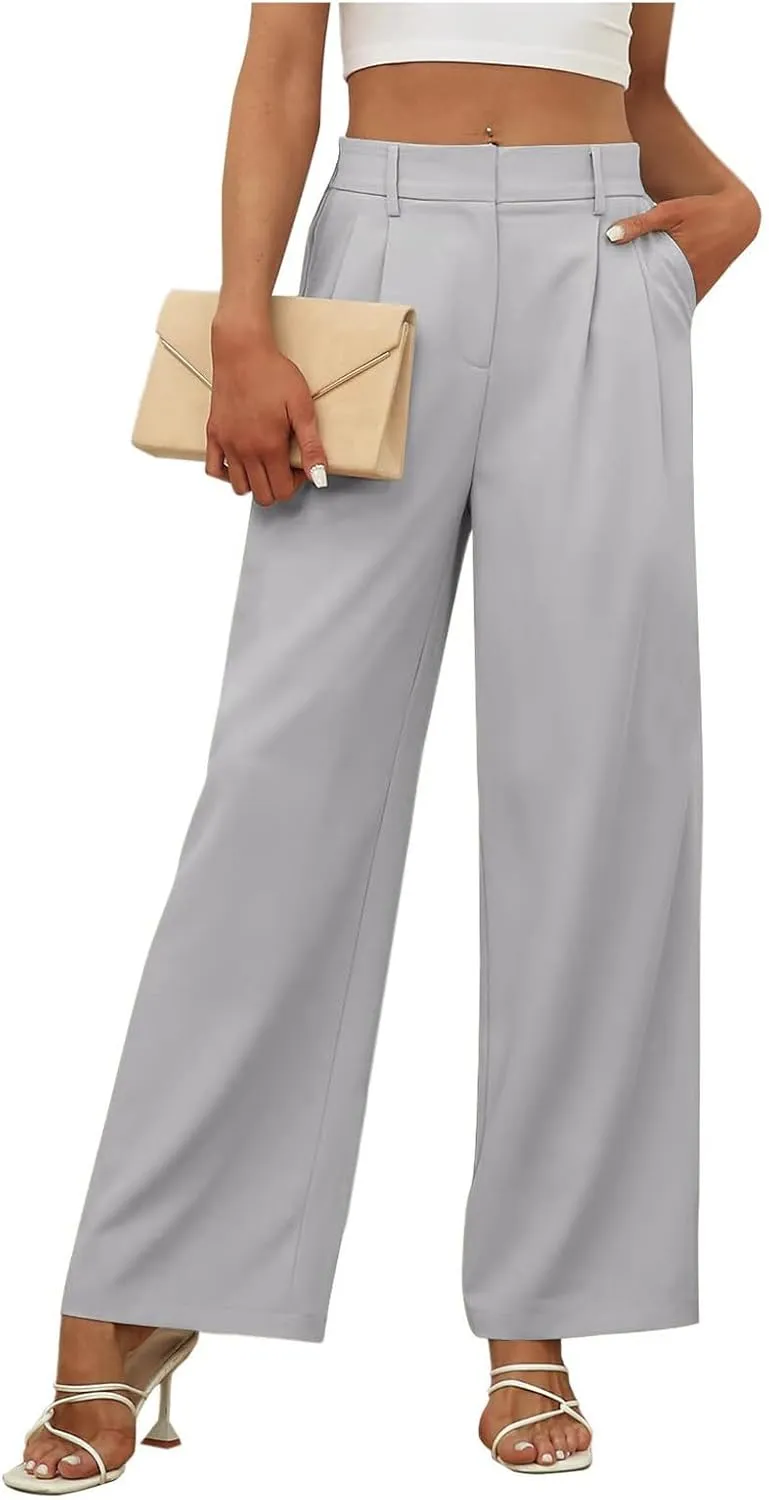 Women's Work Pants Dressy Wide Leg Dress Pants Business Long Straight Suit Pant Casual Office Work Palazzo Trousers