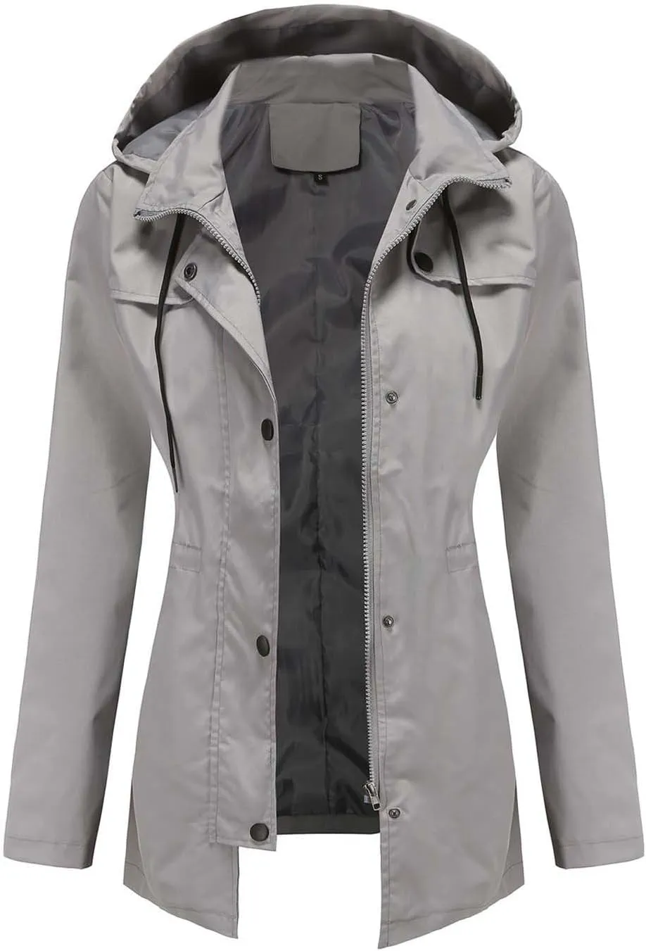 YRAETENM Rain Jacket Women Lightweight Waterproof Trench Coat Active Outdoor Hooded Windbreaker Casual Raincoat with Pockets