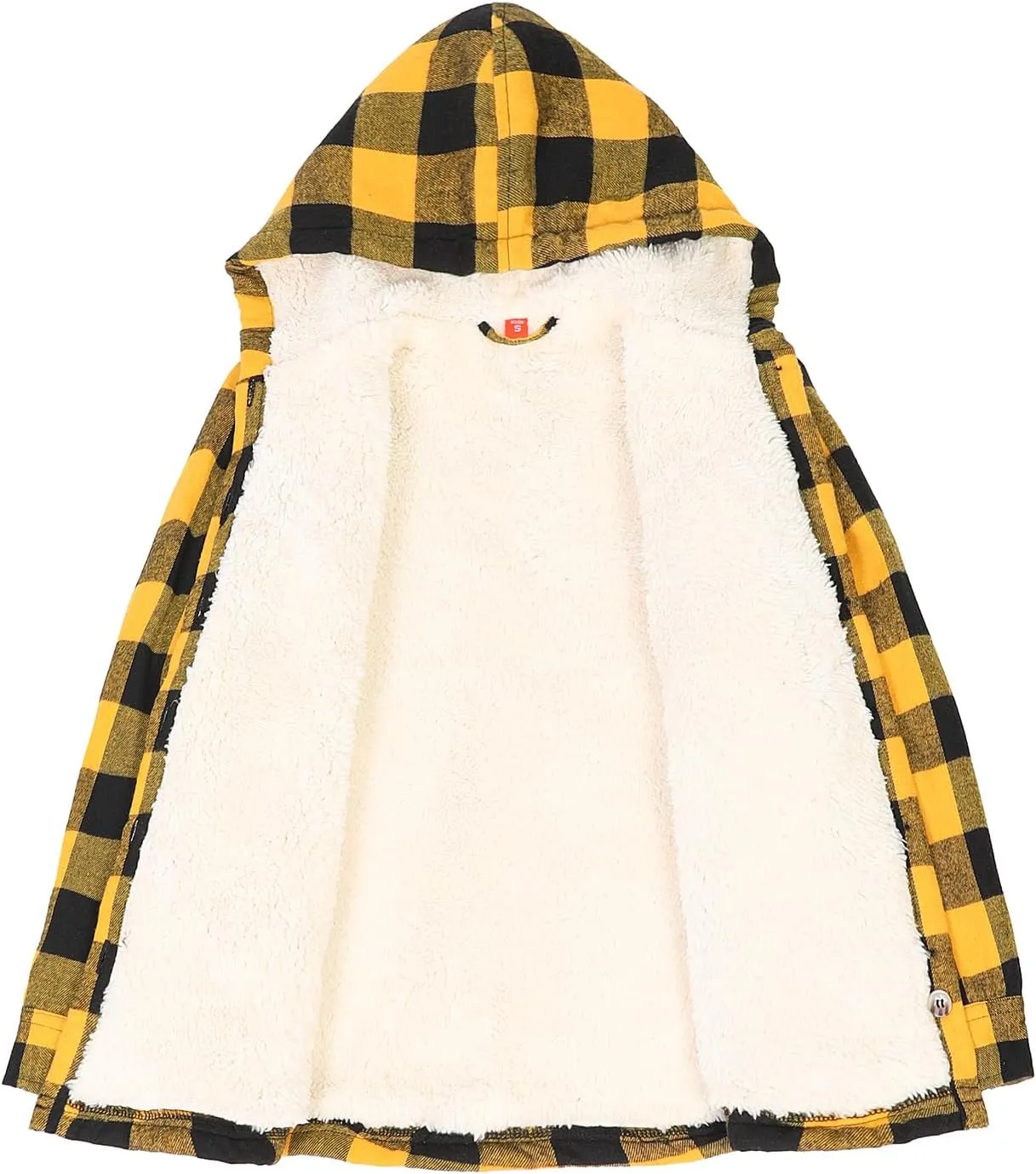 ZENTHACE Girls Hooded Plaid Flannel Shirt Jacket with Hand Pockets,Sherpa Lined Button Down Flannel Shacket Jacket