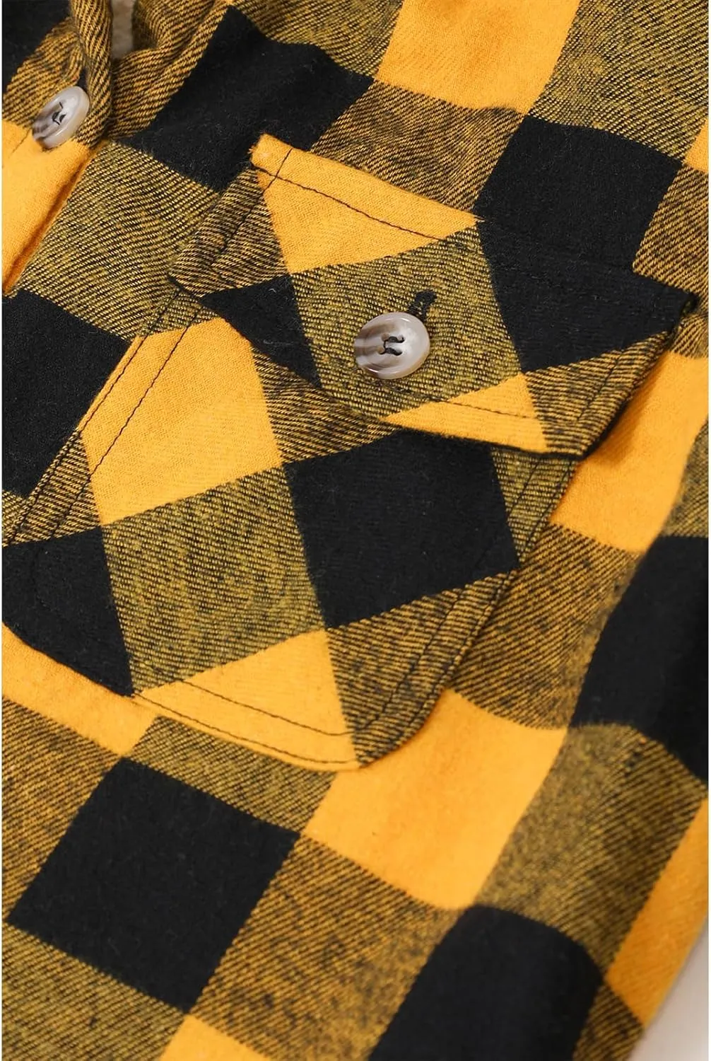 ZENTHACE Girls Hooded Plaid Flannel Shirt Jacket with Hand Pockets,Sherpa Lined Button Down Flannel Shacket Jacket