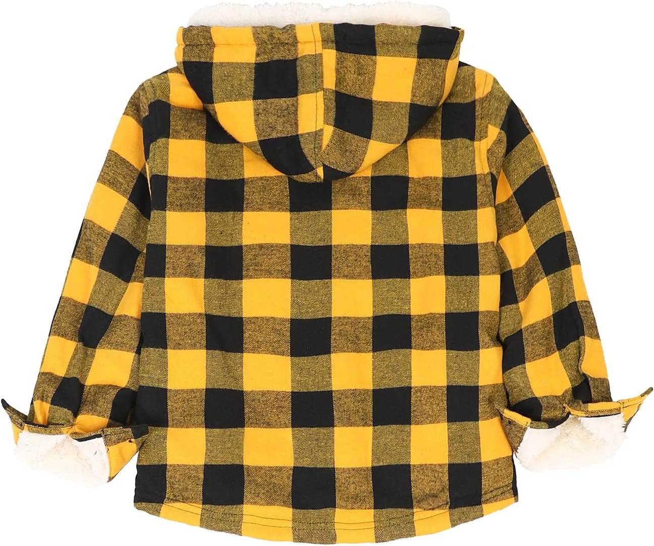 ZENTHACE Girls Hooded Plaid Flannel Shirt Jacket with Hand Pockets,Sherpa Lined Button Down Flannel Shacket Jacket