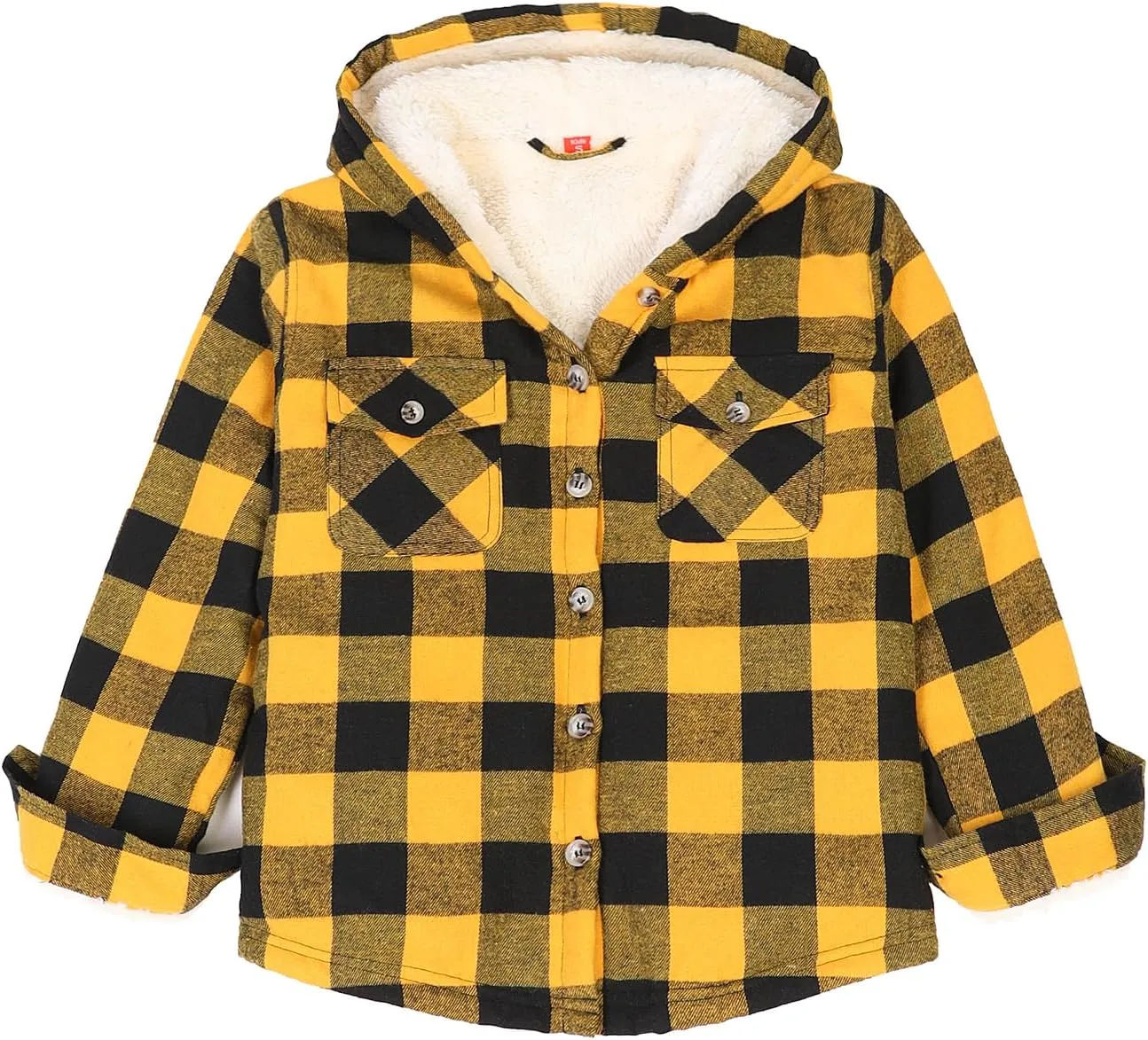 ZENTHACE Girls Hooded Plaid Flannel Shirt Jacket with Hand Pockets,Sherpa Lined Button Down Flannel Shacket Jacket