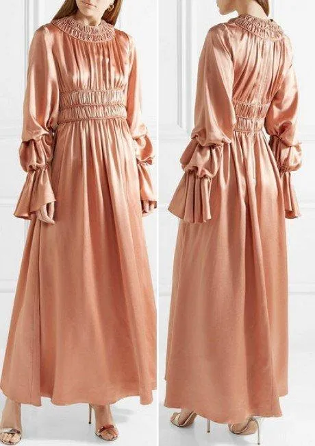 'Zoya' Ruched Satin Maxi Dress